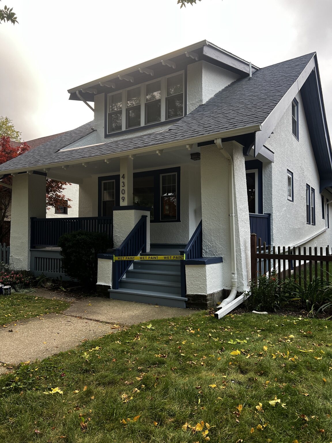 Freshly painted bungalow exterior
