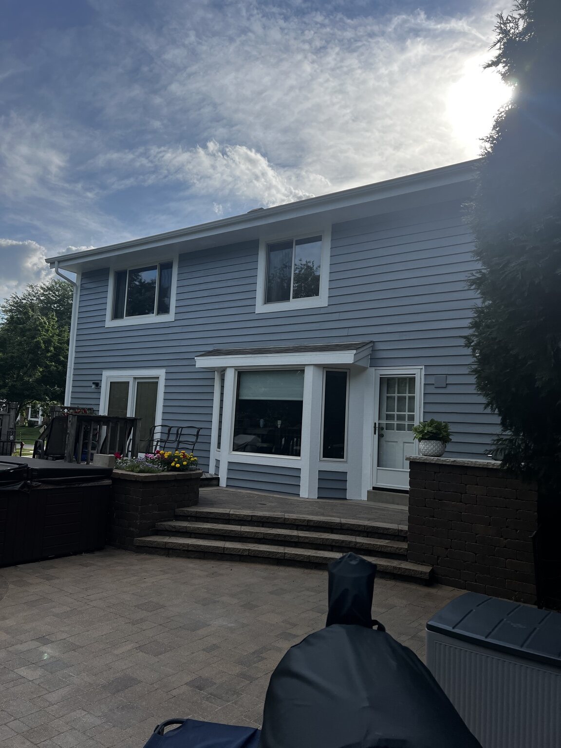 Freshly painted two-story rear exterior